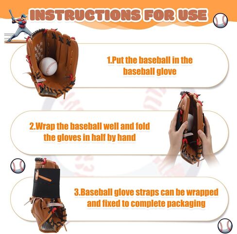 قطعتان من قفازات البيسبول ملفوفة بحزام قفازات البيسبول والكرة اللينة للحفاظ على تشكيل الجيب بسرعة، سهلة الارتداء والخلع، ملحقات قفازات البيسبول تناسب معظم مقاسات القفازات in Kuwait