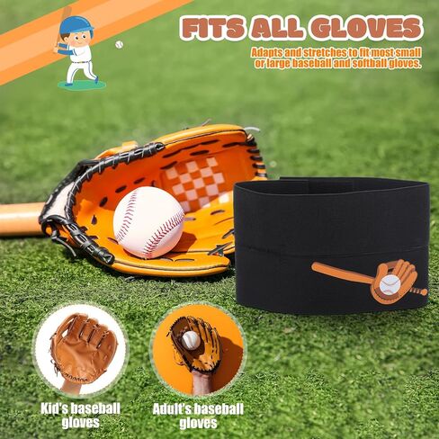 قطعتان من قفازات البيسبول ملفوفة بحزام قفازات البيسبول والكرة اللينة للحفاظ على تشكيل الجيب بسرعة، سهلة الارتداء والخلع، ملحقات قفازات البيسبول تناسب معظم مقاسات القفازات in Kuwait