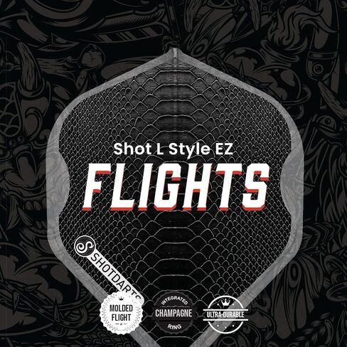 Shot Darts Dart Flights L-Style EZ L1 Standard Shape Americana Gator Dart Flight Set Black- Ultra durable 150 Micron thickness, 90 degrees-Pre molded fins for maximum accuracy and perfect aerodynamics in Saudi Arabia