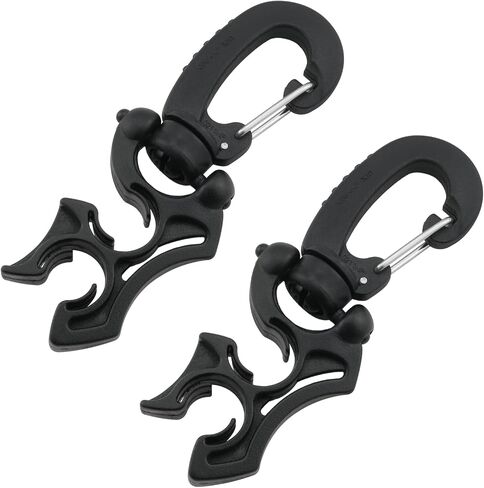 مشبك خرطوم غوص 2 قطعة، مشبك خرطوم غوص أسود، مشبك خرطوم غوص مزدوج BCD مع مشبك خطاف لإكسسوارات الغوص والغطس، مشبك حامل خرطوم غوص in Saudi Arabia