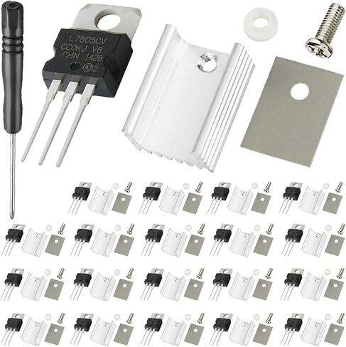 L7805CV L7805 Three-Terminal Voltage Regulator Output 5V 1.5A Integrated Circuits Linear Positive Voltage Regulators TO-220 with Aluminum Heatsink Screwdriver Mounting Kits(20 pcs) in Saudi Arabia