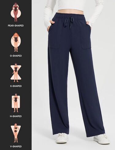 BALEAF السراويل الحرارية المبطنة بالصوف النساء Sweatpants واسعة الساق مقاومة للماء صالة عادية مع جيوب اليوغا تجريب in Saudi Arabia