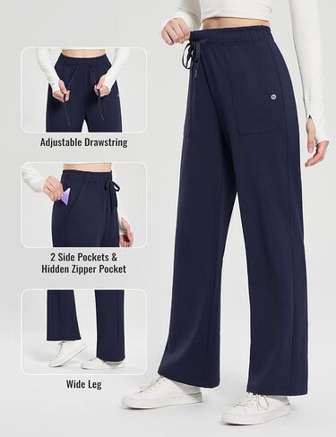 BALEAF السراويل الحرارية المبطنة بالصوف النساء Sweatpants واسعة الساق مقاومة للماء صالة عادية مع جيوب اليوغا تجريب in Saudi Arabia