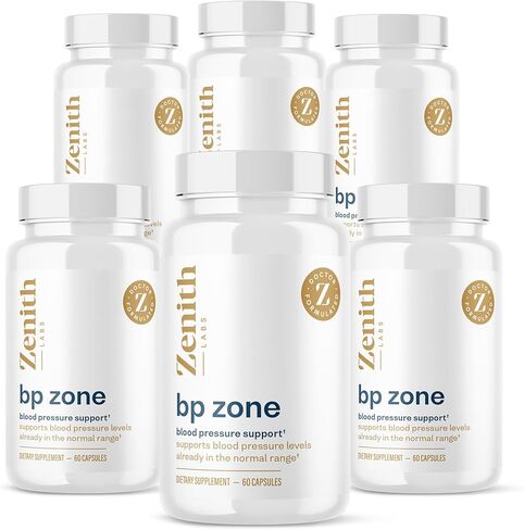 Zenith Labs BP Zone Natural Blood Pressure Supplement Advanced Formula Blood Pressure Capsules - Herbal Extract Pills to Help Lower BP Naturally - Circulatory, Cardiovascular Health Support - 6 Pack in Saudi Arabia
