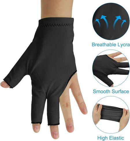 PATIKIL 3 Finger Pool Glove Left Hand, Breathable Spandex Billiard Gloves Accessories for Women Men Cue Shooter Snooker Sport in Saudi Arabia
