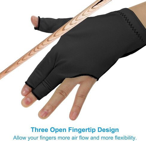 PATIKIL 3 Finger Pool Glove Left Hand, Breathable Spandex Billiard Gloves Accessories for Women Men Cue Shooter Snooker Sport in Saudi Arabia