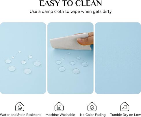 Softalker Round Tablecloth, Waterproof & Stain Resistant Table Cloth Wrinkle Free Fabric Washable 210GSM Polyester Table Cover for Spring/Party/Outdoor - 108 inch,Baby Blue in Saudi Arabia