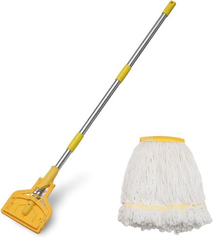 Commercial Mop Heavy Duty Industrial Cotton Mop, 61 inch Metal Commercial Mop Stick for Home, Garage,Office, Workshop, Warehouse Floor Cleaning, 1 Pack in Saudi Arabia