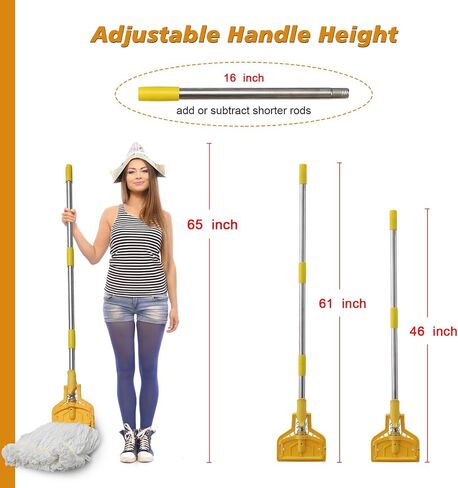 Commercial Mop Heavy Duty Industrial Cotton Mop, 61 inch Metal Commercial Mop Stick for Home, Garage,Office, Workshop, Warehouse Floor Cleaning, 1 Pack in Saudi Arabia