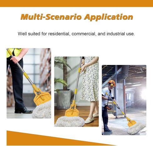 Commercial Mop Heavy Duty Industrial Cotton Mop, 61 inch Metal Commercial Mop Stick for Home, Garage,Office, Workshop, Warehouse Floor Cleaning, 1 Pack in Saudi Arabia