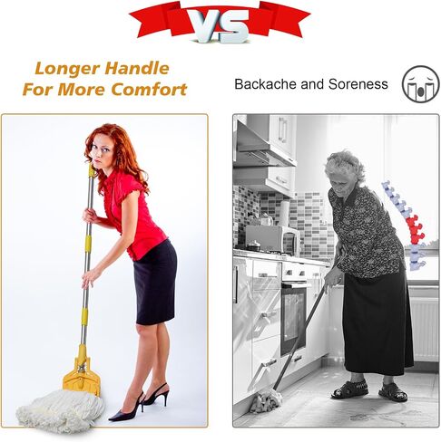 Commercial Mop Heavy Duty Industrial Cotton Mop, 61 inch Metal Commercial Mop Stick for Home, Garage,Office, Workshop, Warehouse Floor Cleaning, 1 Pack in Saudi Arabia
