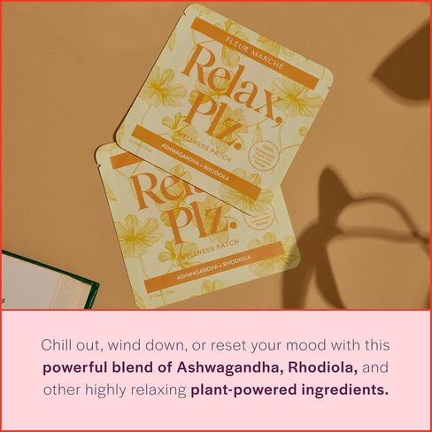 Fleur Marche Relax, Plz Botanical Supplement Patch - Calming & Relaxing Wellness Patch with Ashwagandha, Chamomile & Other Powerful Adaptogens - Highly Bioavailable - 28 Patches in Saudi Arabia