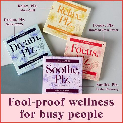 Fleur Marche Relax, Plz Botanical Supplement Patch - Calming & Relaxing Wellness Patch with Ashwagandha, Chamomile & Other Powerful Adaptogens - Highly Bioavailable - 28 Patches in Saudi Arabia