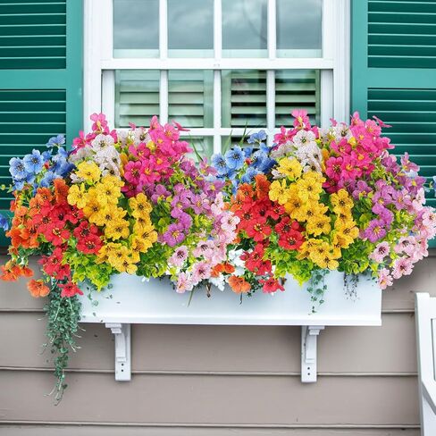 Fake Flowers 16 Bundles Artificial Fake Plants Flowers UV Resistant Realistic Fake Flowers Outdoor Artificial Flower Bouquet Decorations Artificial Plants Flowers for Outside Home Planter Porch Patio in Saudi Arabia