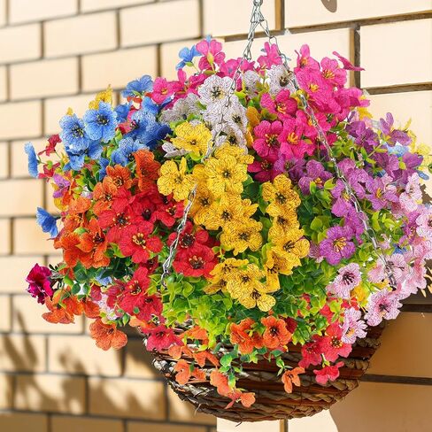 Fake Flowers 16 Bundles Artificial Fake Plants Flowers UV Resistant Realistic Fake Flowers Outdoor Artificial Flower Bouquet Decorations Artificial Plants Flowers for Outside Home Planter Porch Patio in Saudi Arabia