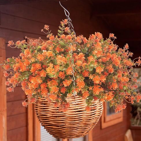 Grunyia 12 Bundles Artificial Fall Flowers for Outdoors, Artificial Plants UV Resistant Fall Fake Mums Plants for Outside Halloween Christmas Porch Decoration ecorations (Fall Red) in Kuwait