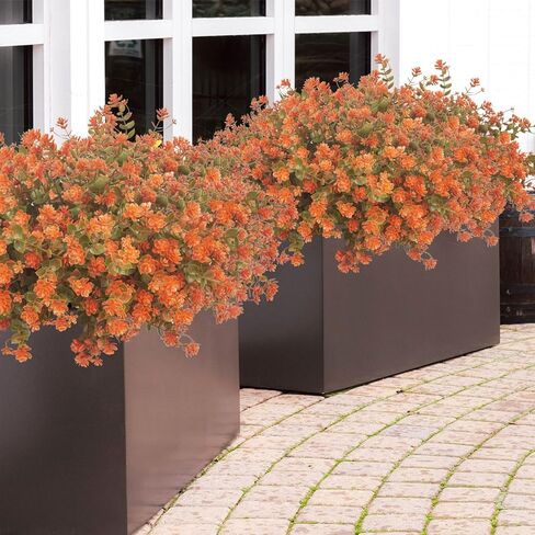 Grunyia 12 Bundles Artificial Fall Flowers for Outdoors, Artificial Plants UV Resistant Fall Fake Mums Plants for Outside Halloween Christmas Porch Decoration ecorations (Fall Red) in Kuwait