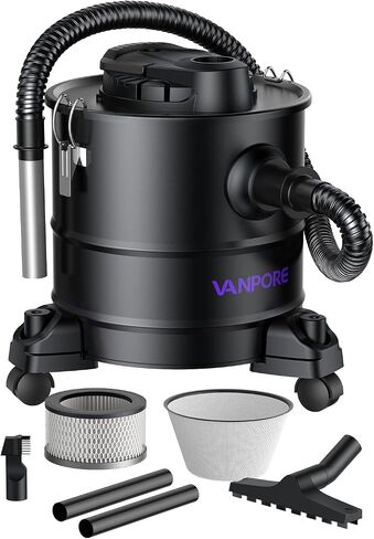 5.2 Gallon Fireplace Ash Vac with 1200w Powerful Suction & Wheeled Base - Ash Vacuum for Pellet Stoves - Ash Vacuum Cleaner for Fireplaces, Pellet Grill, Wood Stove, Fire Pits - Black in Saudi Arabia