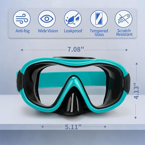 Diving Mask , Professional Anti-Fog Snorkel Goggles, Anti-Leak Swim Mask with Soft Adjustable Strap & Mesh Bag, Earplug in Kuwait