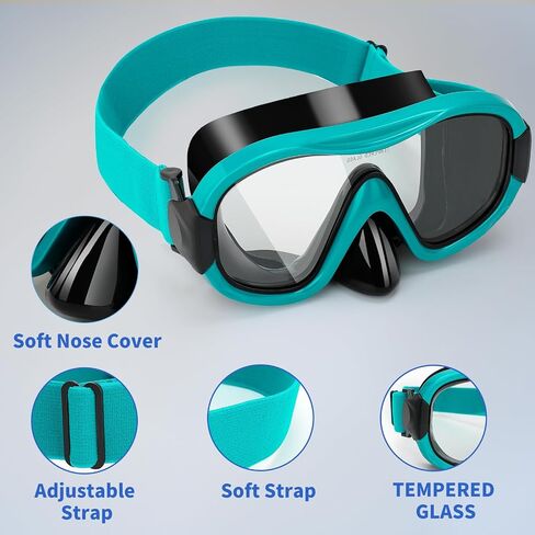 Diving Mask , Professional Anti-Fog Snorkel Goggles, Anti-Leak Swim Mask with Soft Adjustable Strap & Mesh Bag, Earplug in Kuwait