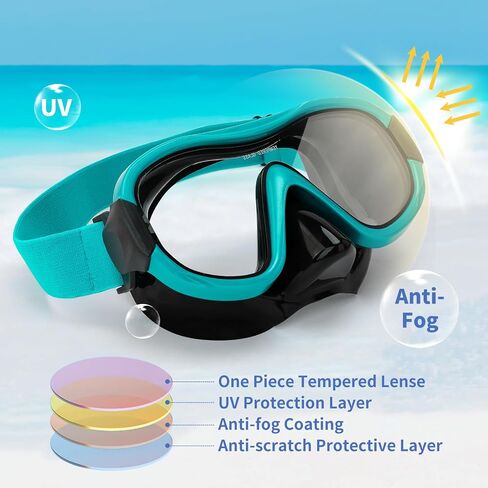 Diving Mask , Professional Anti-Fog Snorkel Goggles, Anti-Leak Swim Mask with Soft Adjustable Strap & Mesh Bag, Earplug in Kuwait