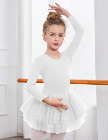 Zaclotre Girls Ballet Leotards 4-Layers Tiered Long Sleeve Dance Tutu Dresses Party Costumes for Ballerina in Kuwait