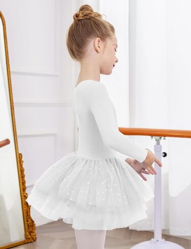 Zaclotre Girls Ballet Leotards 4-Layers Tiered Long Sleeve Dance Tutu Dresses Party Costumes for Ballerina in Kuwait