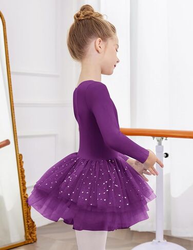 Zaclotre Girls Ballet Leotards 4-Layers Tiered Long Sleeve Dance Tutu Dresses Party Costumes for Ballerina in Kuwait