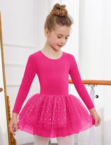 Zaclotre Girls Ballet Leotards 4-Layers Tiered Long Sleeve Dance Tutu Dresses Party Costumes for Ballerina in Kuwait