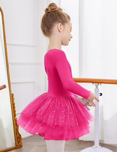 Zaclotre Girls Ballet Leotards 4-Layers Tiered Long Sleeve Dance Tutu Dresses Party Costumes for Ballerina in Kuwait