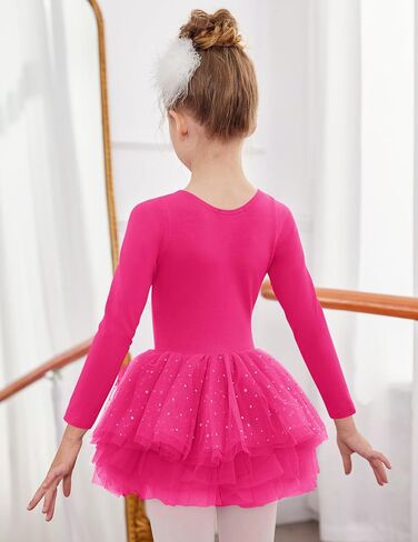 Zaclotre Girls Ballet Leotards 4-Layers Tiered Long Sleeve Dance Tutu Dresses Party Costumes for Ballerina in Kuwait