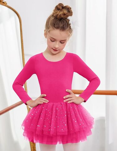 Zaclotre Girls Ballet Leotards 4-Layers Tiered Long Sleeve Dance Tutu Dresses Party Costumes for Ballerina in Kuwait