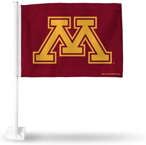 علم سيارة Rico Industries NCAA Minnesota Golden Gophers الأساسي مزدوج الجوانب - 40.64 سم × 48.26 سم - عمود قوي يتم تثبيته على السيارة/الشاحنة/السيارات in Saudi Arabia