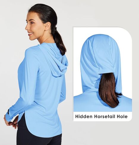 Willit قمصان الشمس النسائية هوديي UPF 50+ SPF كم طويل المشي لمسافات طويلة خفيفة الوزن سريعة الجفاف حماية من الأشعة فوق البنفسجية ملابس خارجية in Kuwait