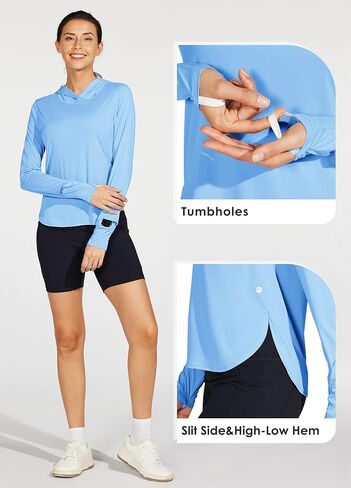 Willit قمصان الشمس النسائية هوديي UPF 50+ SPF كم طويل المشي لمسافات طويلة خفيفة الوزن سريعة الجفاف حماية من الأشعة فوق البنفسجية ملابس خارجية in Kuwait