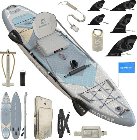 City Park 12'×35" Extra Wide Paddle Board with Seat, One-Stop Premium SUP Board Gears, Tailored 5 Fins, Stable Inflatable Stand Up Paddle Boards for Youth/Adults of All Levels in Saudi Arabia