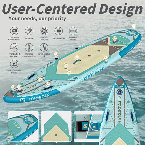 City Park 12'×35" Extra Wide Paddle Board with Seat, One-Stop Premium SUP Board Gears, Tailored 5 Fins, Stable Inflatable Stand Up Paddle Boards for Youth/Adults of All Levels in Saudi Arabia