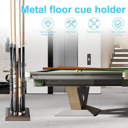 CROWN ME Floor stand metal billiard cue rack, pool cue holder-Finish Black in Kuwait