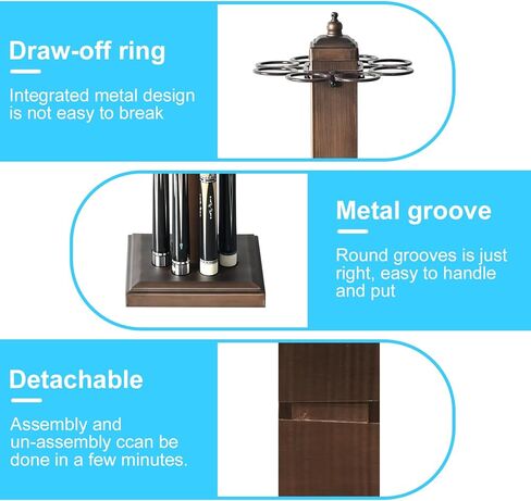 CROWN ME Floor stand metal billiard cue rack, pool cue holder-Finish Black in Kuwait