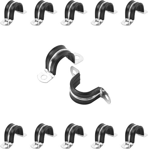 حزام أنابيب صلب مقوى مقاس 2 بوصة، حامل مشبك كابل بفتحتين على شكل حرف U، مشبك معزول مبطن بالمطاط، مشابك حزام القنوات لتثبيت الأنابيب على الأسطح المختلفة، 10 قطع (50 مم) in Saudi Arabia
