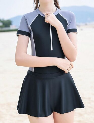Happy Cherry Girls Short Sleeve Swimsuit Front Zip Sun Protection Bathing Suit Surfing Swimming Suit in Saudi Arabia