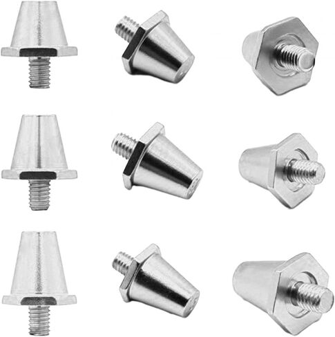 B Baosity 12x حذاء كرة القدم المسامير المسار المسامير شركة الأرض مستقرة المسمار في الرجبي ترصيع استبدال المسامير كرة القدم المرابط للتدريب، 11 مم 13 مم، فضي مع مفتاح ربط in Kuwait