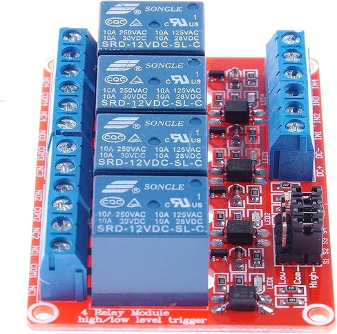 DC 24V 4-Ch Relay Module with Optocoupler Relay Relay Board High and Low Trigger with LED Load 10A DC 30V AC 250V for PLC Automation Control, Industrial System Control(DC 24V 10A, 4-Channel) in Saudi Arabia