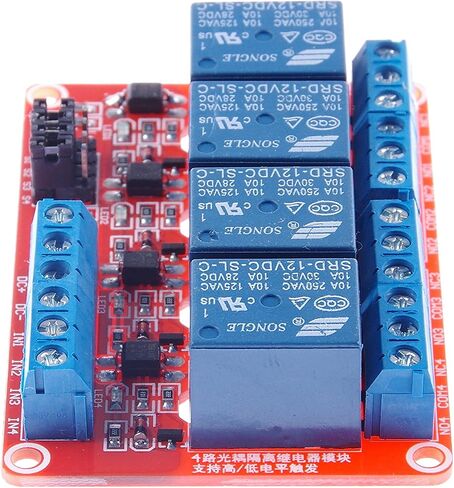 DC 24V 4-Ch Relay Module with Optocoupler Relay Relay Board High and Low Trigger with LED Load 10A DC 30V AC 250V for PLC Automation Control, Industrial System Control(DC 24V 10A, 4-Channel) in Saudi Arabia