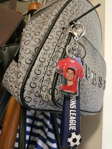 Cristiano Ronaldo Portugal keychain, Cristiano Ronaldo Smiling Keychain, Pendant keychain, for backpacks, bags, Team Portugal, Soccer gifts for fans in Saudi Arabia