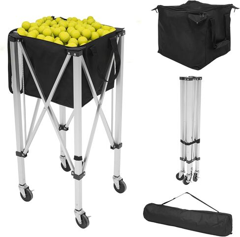 Professional Foldable Tennis Cart with Silent Wheels Holds 150 Balls Portable Tennis Ball Hopper Lightweight Balls Basket for Softball, Pickleball & Baseball in Saudi Arabia
