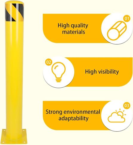 Bollards Post, 36Inch Height Safety Steel Post 4.5Inch Diameter, Yellow Bollard Post, Parking Barrier Posts for Parking Lot, 2 Packs in Saudi Arabia