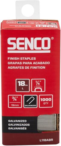SENCO L11BABR 3/4" 18 Gauge 1/4" Crown Finish Staples, Galvanized Finish 1,000 Count Pack in Kuwait