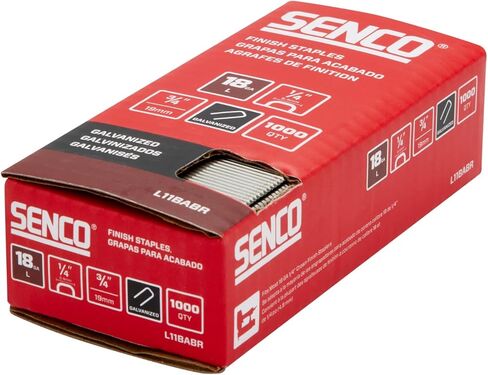 SENCO L11BABR 3/4" 18 Gauge 1/4" Crown Finish Staples, Galvanized Finish 1,000 Count Pack in Kuwait