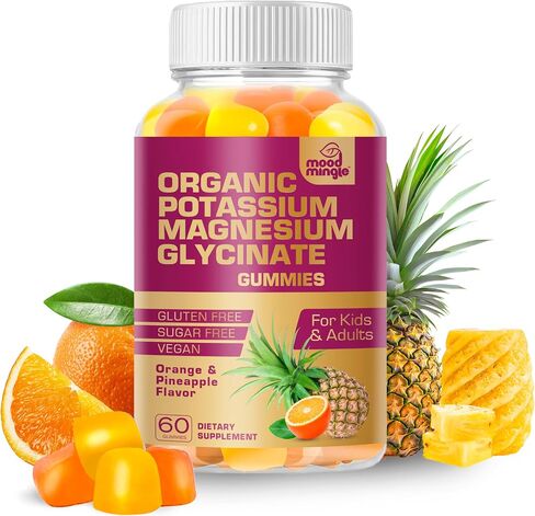 Potassium Magnesium Glycinate Supplement Gummies - High Absorption Potassium Chews - with Calcium Vitamins B6 B12 C D3 K2 Zinc - Vegan Sugar-Free Gluten Free for Kids Adults in Saudi Arabia